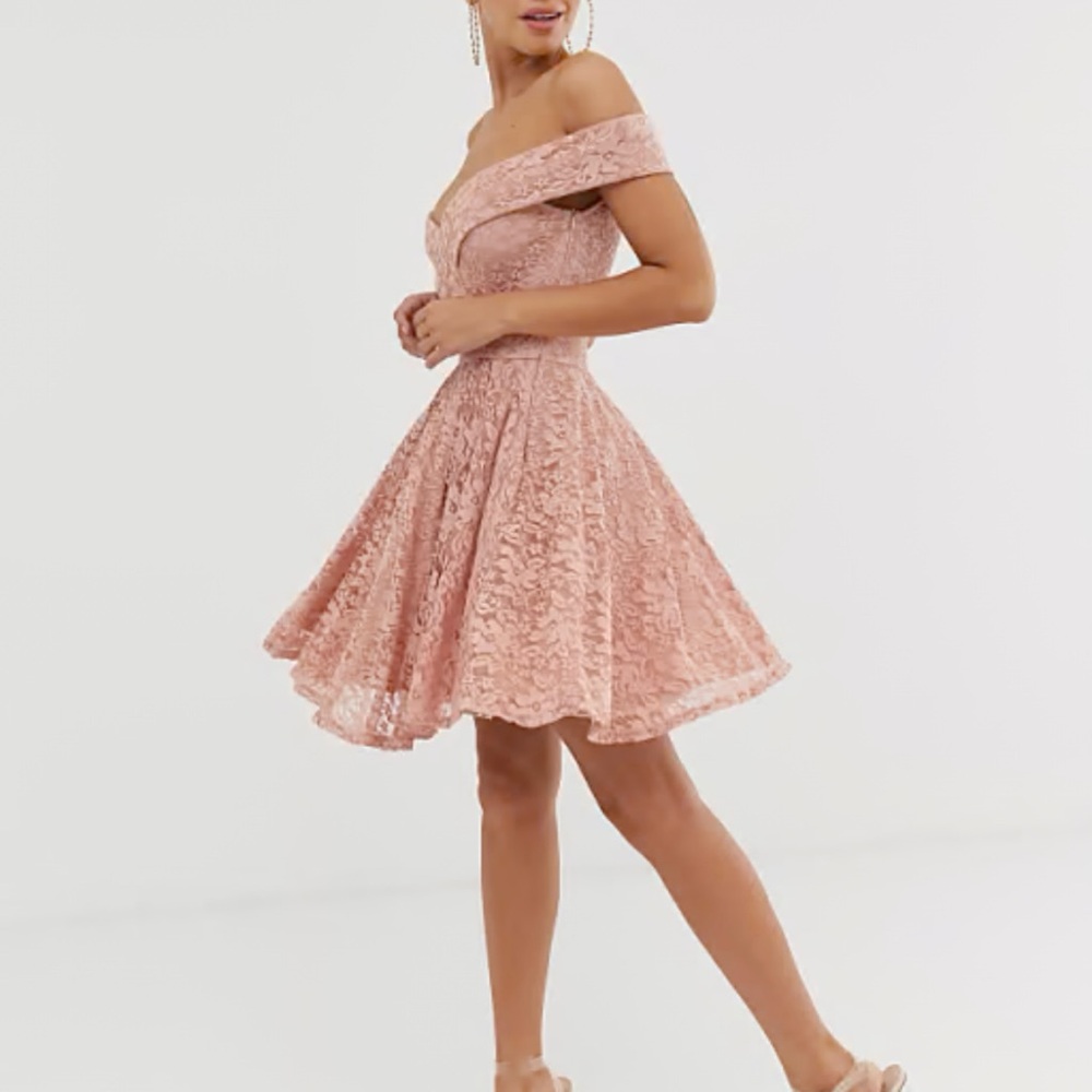 ASOS Off-Shoulder Lace Flare Mini Dress
